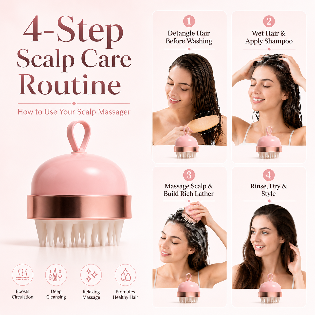 2-in-1 Scalp Massager &amp; Shampoo Brush