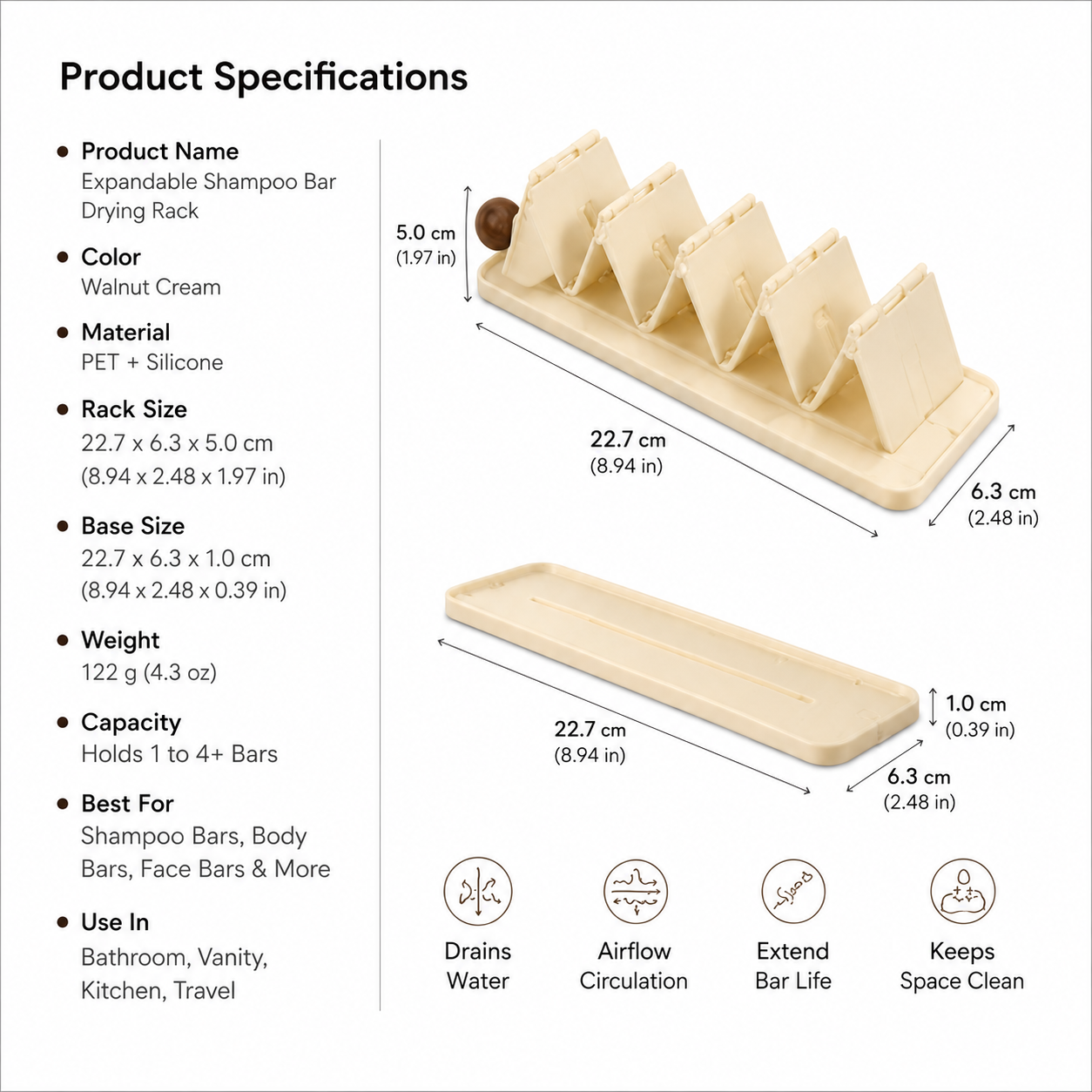 Expandable Shampoo Bar Drying Rack
